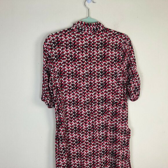 J. Jill 8 Shift Dress Geometric Short Sleeve Button Front Womens Casual - Picture 4 of 8